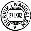 SURVIK I NAMDALEN SURVIK I NAMDALEN poståpneri ble opprettet fra 01.10.1902 i Otterøy herred. Poståpneriet SURVIK I NAMDALEN ble nedlagt 30.06.1967. Stempel nr.