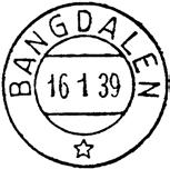 1888 i Namsos herred. Poståpneriet BANGDALEN ble nedlagt 01.12.1963. Stempel nr. 1 Type: IIL Fra gravør 03.07.