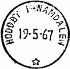 Poståpneriet HODDØY I NAMDALEN ble nedlagt 31.10.1972.