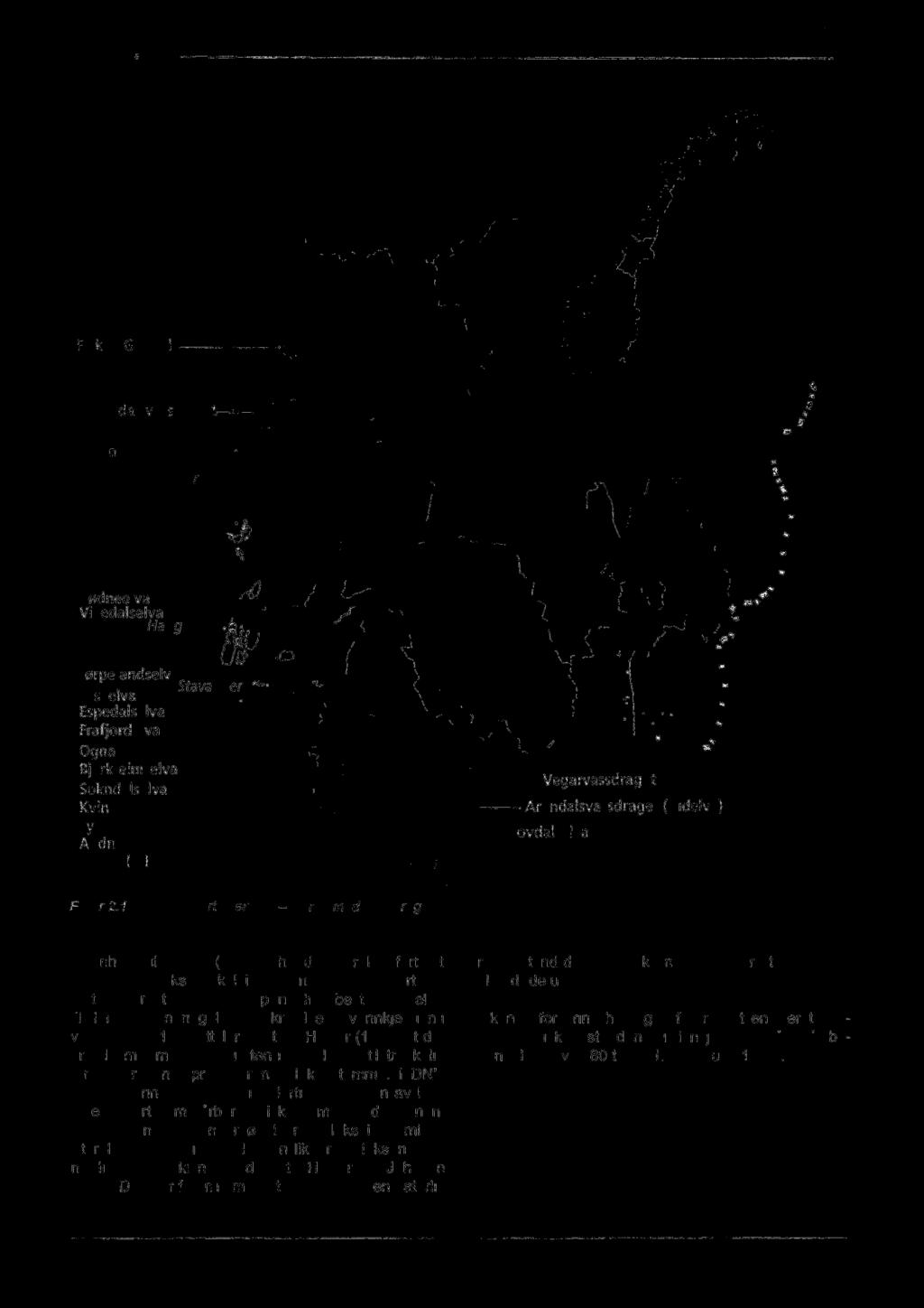 Figur 2.1. Oversiktskart over Sør Norge med vassdragene. I henhold til Anon.
