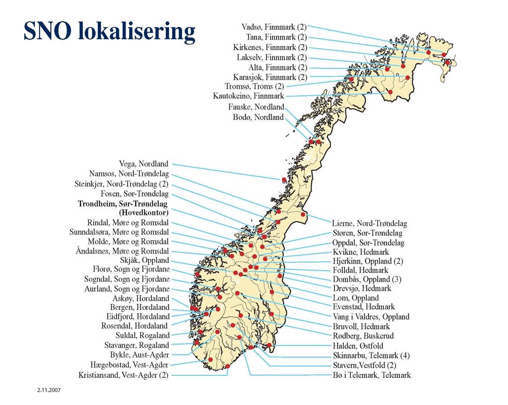 Landsomfattende Sentraladministrasjonen i Trondheim Underlagt