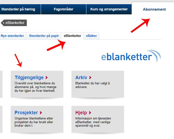 Klikk på "Status" for å vise gyldige eblanketter.