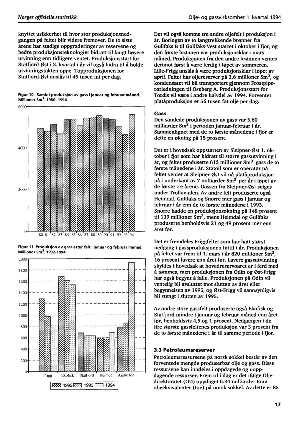 Norges offisielle statistikk Olje og gassvirksomhet 1. kvartal 1994 knyttet usikkerhet til hvor stor produksjonsnedgangen på feltet blir videre fremover.