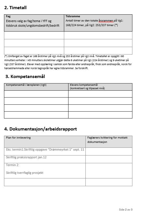 ordypning (YFF) for de yrkesfaglige utdanningsprogrammene - felles for Aust- og Vest-Agder - 17/84-3 Rammeplan for yrkesfaglig fordypning