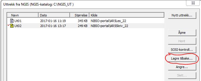 3.5 Lagre data tilbake til sentral AR5 Når du har redigert ferdig og uttrekket er kontrollert, kan du lagre dataene tilbake til SFKB.