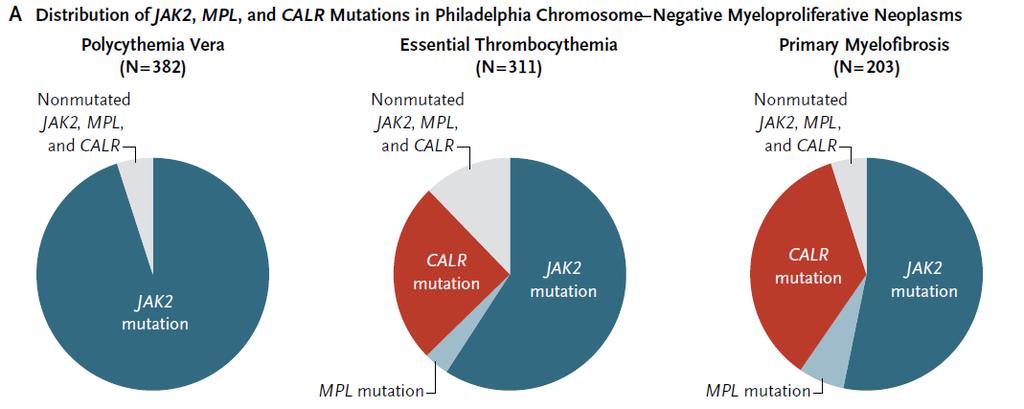 Drivermutasjoner ved PV, ET og MF. Aktiverer JAK2/STAT signalveien. Kromosom 19p13.