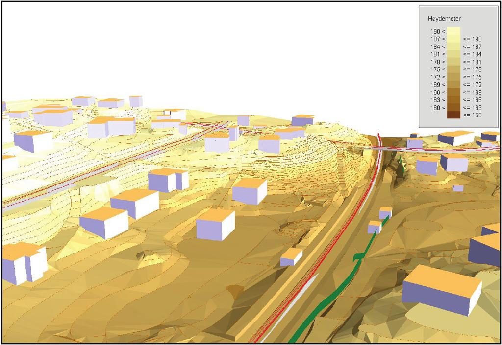 8 (16) STØYBEREGNING Figur 1-3D-modell av eksisterende terreng sett fra sørvest.