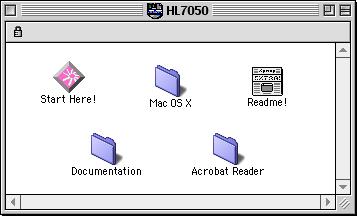 Først må du installere PPD-filen som følger med skriveren. Sett CD-ROM-en inn i CD-ROM-stasjonen. Velg ikonet Start Here, velg språk og følg instruksene for Install Software på skjermen.