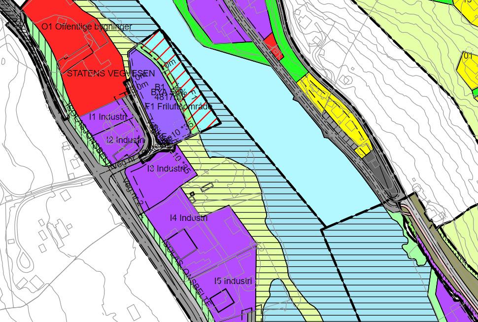 VEDLEGG 3 UTSNITT FRA DIGITAL PLANDATABASE Planavgrensningen for Felleskjøpet Breiset er foretatt etter dagens