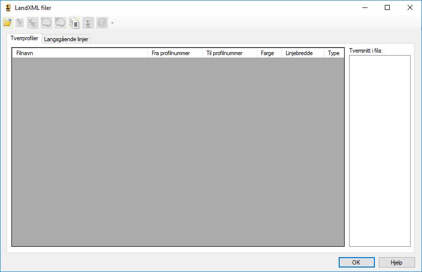 Klikk på Legg til en ny LandXML fil-knappen for å laste inn en LandXML fil.