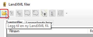 Du fjerner en LandXML fil fra lista ved å velge fila i lista og klikke på Fjern valgt LandXML-fil knappen Du kan