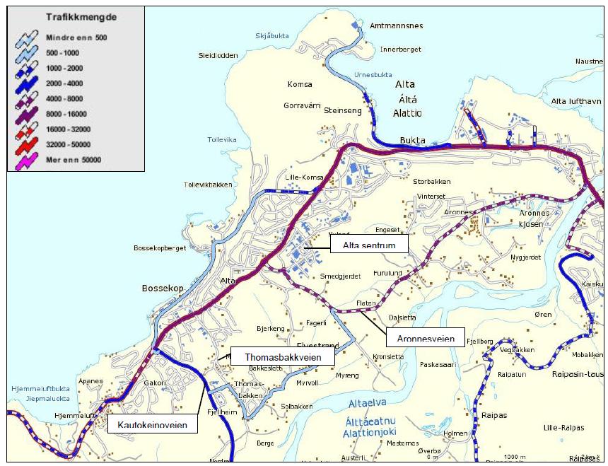 REGULERINGSPLAN FOR ALTA HANDELSPARK LOKALISERING 17 7. Trafikk Det vises til vedlagte rapport fra Sweco Norge AS, Overordnet trafikkanalyse - lokaliseringsalternativer datert 24.11.