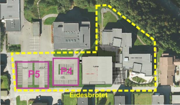 Etter utvidelsen vil Eide Sjukeheim kunne få : 63 sjukehjemsplasser med kontinuerlig bemanning Ca. 120 ansatte fordelt på dagvakter, kveldsvakter og nattvakter. 6.2 Bilparkering Innenfor planområdet er det i dag 57 bilparkeringsplasser.