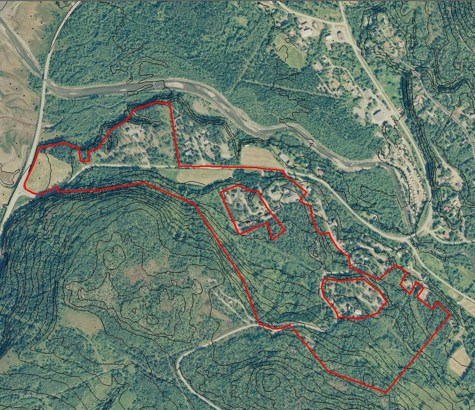 1.4 Planavgrensning Hatteng Larsvollen Åsen Figur 1 Forslag til planavrensning er markert ut med rød strek. Områder med rosa skravur viser areal som er regulert og som ikke vil inngå i planen. 1.5 Lovgrunnlaget Lov om planlegging og byggesaksbehandling av 27.