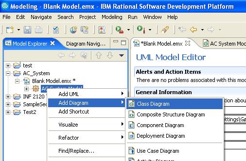 Creating a new class diagram 1. Right-click your model 2.