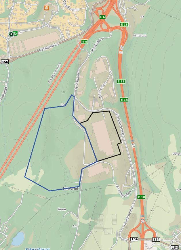 Figur 1-1: Kart over Vinterbro næringspark.