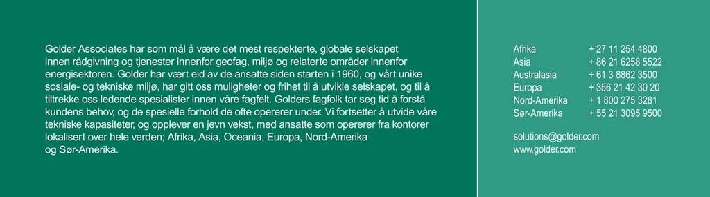 Golder Associates AS Ilebergveien 3, 3011 Drammen, Norway Tlf.