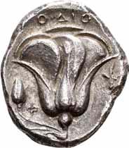 Antikke mynter 792 200% 792 CARIA, Rhodos, ca.404-385 f.kr., tetradrachme (14,70 g). Hode av Helios en face/rose BMC.