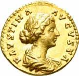 Antikke mynter 833 833 DIVA FAUSTINA SR. d.141 e.kr., aureus, Roma etter 147 e.kr. (7,05 g). R: Fortuna stående mot venstre S.4549 1+ 30 000 834 200% 834 FAUSTINA JR. d.175 e.kr., aureus, Roma 161-164 e.