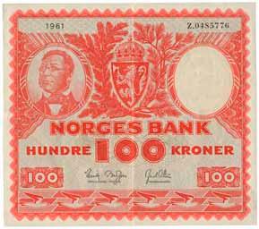 Sedler 38 100 kroner 1961. Z0485776.