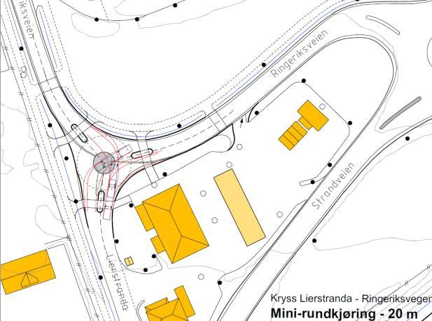 116-(122) UTREDNING Figur 104 Forslag til utforming av krysset Lierstranda - Ringeriksveien.