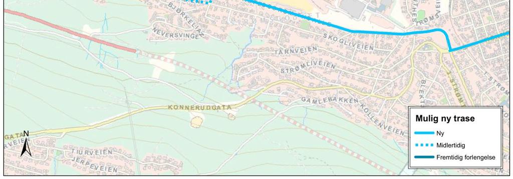 1 Delstrekning 1 - Konnerudgata Bussen har fremkommelighetsproblemer i Kreftingsgate og i Konnerudgata der bussen blir stående i kø sammen med bilene mot byen i morgenrush og ut av byen i