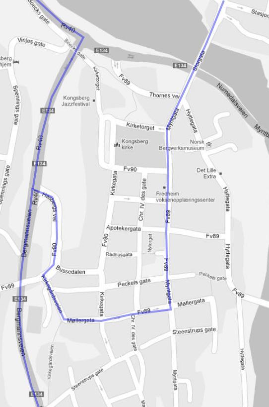 UTREDNING 81 (122) 3.2.2 Alternativ 1, Møllergata Alternativ 1 Myntgata - Møllergata Fremkommelighet for buss: Parkering langs Myntgata og i Møllergata må ryddes bort for å gi fremkommelighet for bussen.