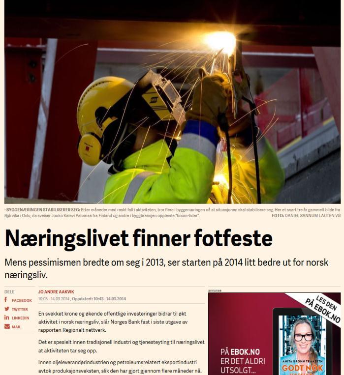 moderat vekst i norsk økonomi.