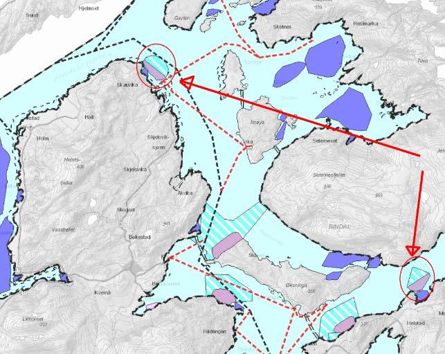 5. Fylkesmannen fremmer innsigelse til lokalisering av nye områder for akvakultur i Bindalsfjorden Tosenfjorden Nærmere begrunnelse: Disse fjordområdene har særskilt verdi som vandrings- og