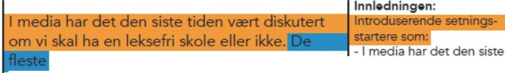 Hovedargument 1: Temasetning - innled er et avsn itt med et hovedargum ent sko ler gir en viss mengde tiden vært diskutert... lekser til elevene.