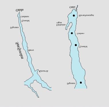 1. Innledning 1.1 Topografi Sørfjorden er ca. 38 km lang, rett og relativt smal (Figur 1). Denne studien er konsentrert om de innerste 10 km av fjorden (Figur 1, høyre del).