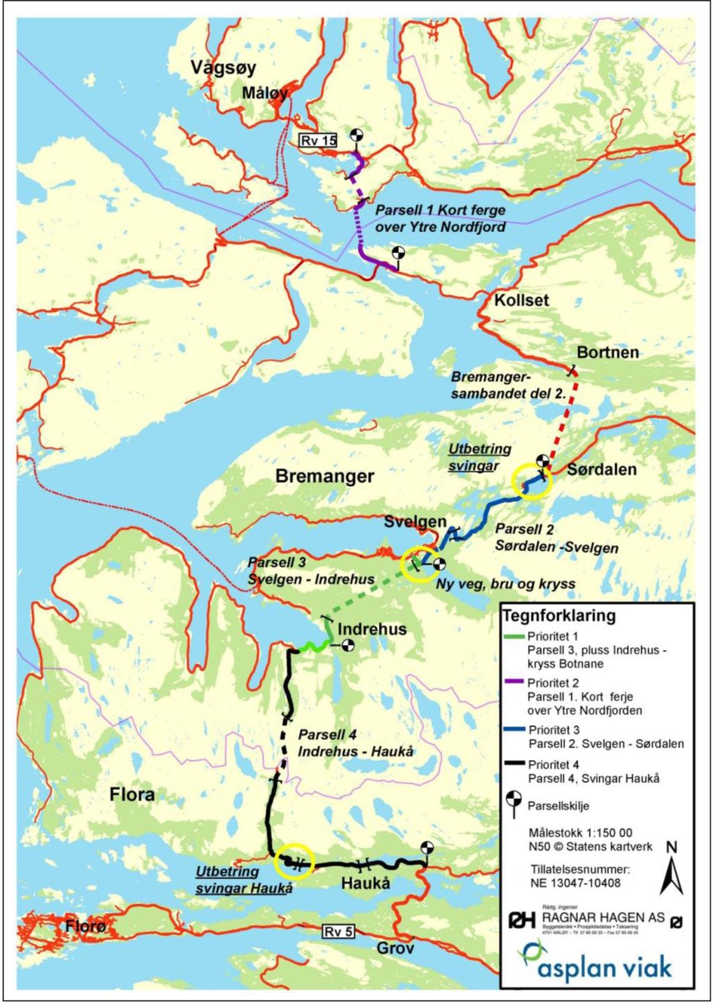 Planprogram høyringsutkast 9 Planområde parsell 1, Ytre fjordkryssing Nordfjorden Figur 1 Oversiktskart frå skisseprosjektet for