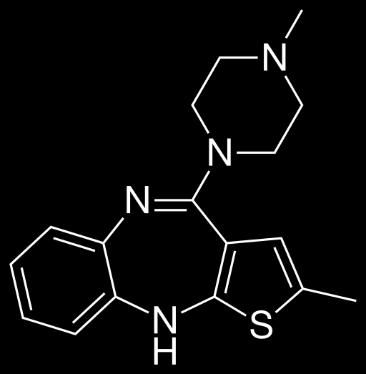 Olanzapin Olanzapin (figur 2) er et atypisk antipsykotikum, og kom på markedet i Norge i 1996 (38). Indikasjon er schizofreni og bipolar lidelse (38).