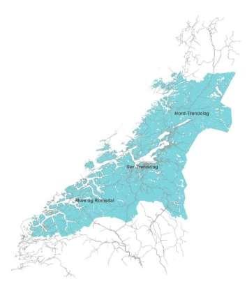 Forutsetninger og transportmodellkjøringer Metode og forutsetninger Figur 10 - Modellavgrensing RTM Midt Transportmodeller er et viktig hjelpemiddel for å vurdere virkningene av ulike tiltak som kan