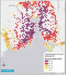 Konsept K3 Bru Moss - Horten gir kortest avstand mellom byområdene Moss og Horten og får størst økning i reiser per døgn mellom byområder på hver side av Oslofjorden, nesten 20 000 flere enn i K2