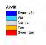 1.1.6 Grunn- og markvatn Grunnvasstand i høve til normalt ved utgangen av andre og tredje kvartal er vist i figur 1.1.7. Fargane i karta er basert på berekningar med ein vassbalansemodell (HBV).