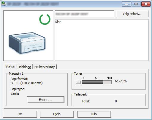 Bruke Smart Organizing Monitor Bruke Smart Organizing Monitor Du må installere skriverdriveren for å bruke Smart Organizing Monitor. Kontrollere statusinformasjon 1 3 4 2 NO CTT114 1.