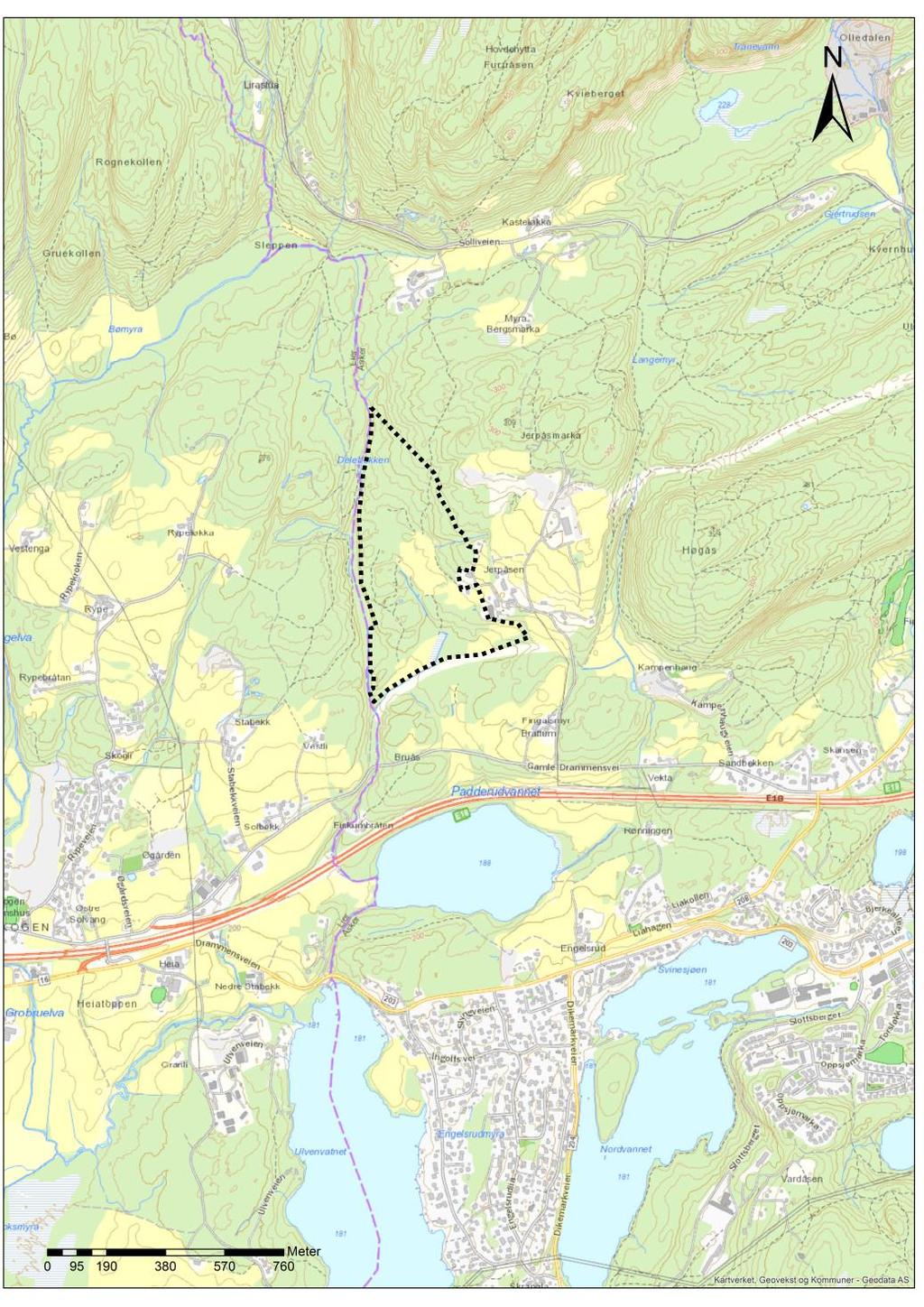 Innledning Bakgrunn for registreringen av automatisk fredete kulturminner er planlagt massedeponi på Jerpåsen gbnr. 94/1 i Asker kommune.