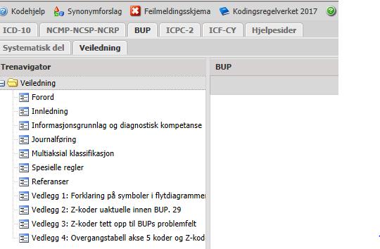 ICD-10-koding i BUP finner du i «FinnKode» Fra FinnKode kommer du til Retningslinjer for koding: Multiaksial klassifikasjon i BUP.