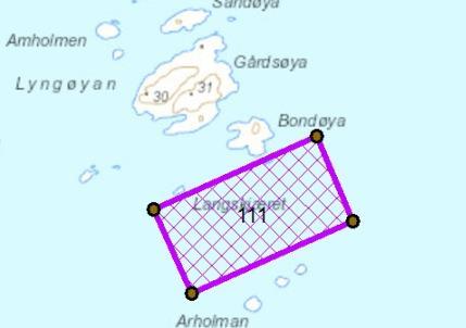 Kommune Nummer Harstad 193-A22 Bondøya Ny lokalitet A Sjøfisk Lokalitet som ønsken brukt til levendelagring og oppforing av villfanget torsk, Forslag torsk4/111 Kart Konsekvensutredning Gyteområder
