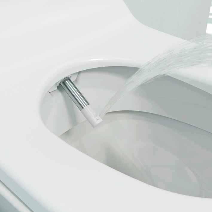 Geberit AquaClean Toalettet som rengjør deg med vann Ren hygiene Før og etter bruk skylles dusjdysen med rent vann.