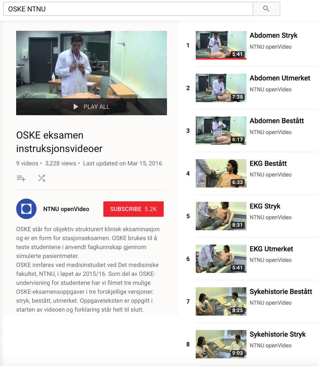 Se en av våre OSKE videoer på youtube Dersom du ikke har vært med på OSKE tidligere kan det være greit å se på en av våre eksempelvideoer på youtube for å se hvordan dette foregår i praksis.