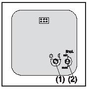 figur 3: Innstilling av lysstyrketerskelen Grenseverdi for lysstyrken som utløser en koplingsprosess ved registrering av en bevegelse. Lysstyrketerskelen kan innstilles innenfor et område fra ca.