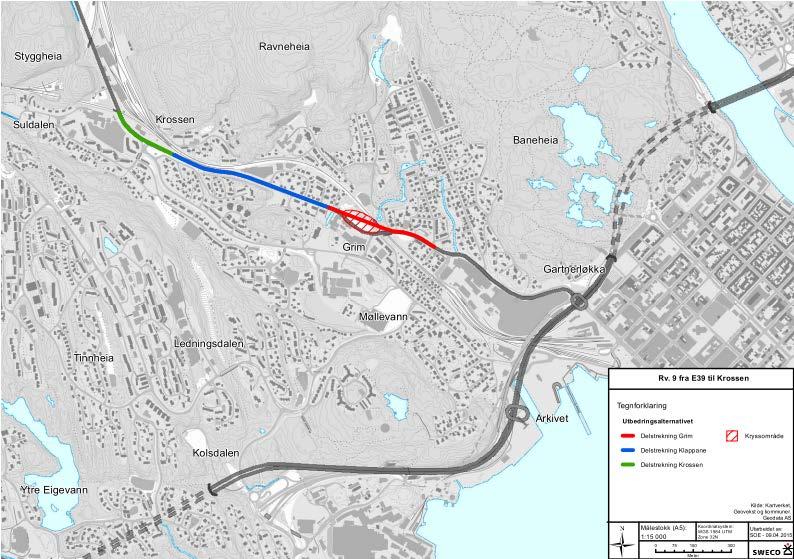 Avbøtende tiltak Statens vegvesen har i arbeidet med kommunedelplan for rv. 9, konkludert med at vi, på nåværende tidspunkt, ikke vil anbefale planlegging av en ny korridor.
