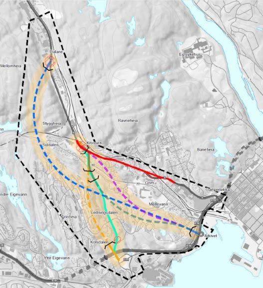 Beskrivelse av tiltaket Kryssene Planleggingen av ny E39 fra Gartnerløkka til Meieriet begrenser mulige påkoblingspunkter for rv. 9 langs ny E39.