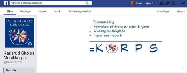 Facebook (offisiell) - www.facebook.com/karlsrudkorps Denne siden brukes mer Hl å «reklamere» for Karlsrud Skoles Musikkorps både konserter og ikke minst loppemarkedene etc.