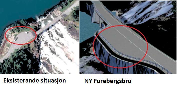 Nærleiken med blant anna Hardanger gjer at det er ein del turister som trafikerer FV. 551 forbi Furebergfossen og stoppe på si ferd. I dag er tilrettelegging for dette ei enkel stopplomme.