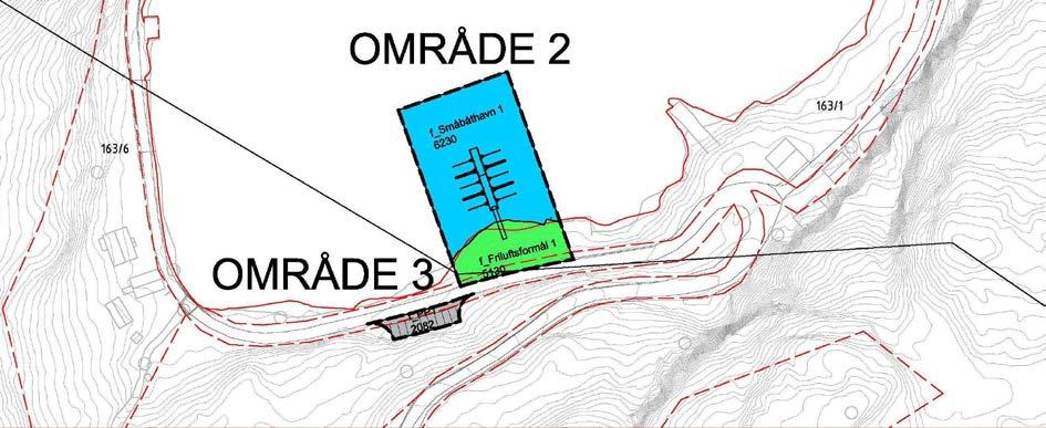 1.2. OMRÅDE 2 OG 3 SMÅBÅTHAMN OG PARKERING I område 2 er det planlagt ein småbåthamn og i område 3 er det planlagt parkering.