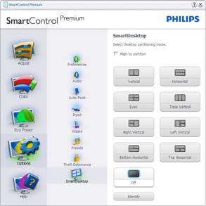 3. Bildeoptimering 3.6 SmartDesktop-veiledning SmartDesktop SmartDesktop er i SmartControl Premium. Installer SmartControl Premium og velg SmartDesktop fra Options (Alternativer).