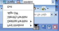 3. Bildeoptimering det aktive vinduets tittellinje for å få tilgang til rullegardinmenyen. Høyreklikkmeny Høyreklikk på ikonet Desktop Partition (Skrivebordspartisjon) for å vise rullegardinmenyen. 4.